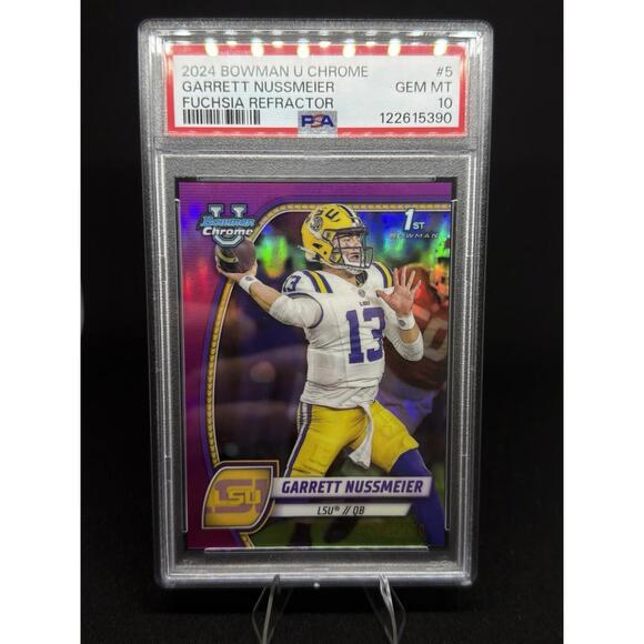 Other - 2024 Bowman University Chrome - Garrett Nussmeier #5 Fuchsia Refractor /150 (RC)
